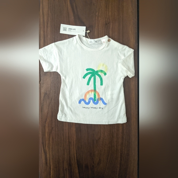NWT Zara palm graphic tee - Picture 1 of 4
